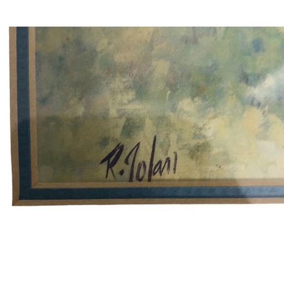 Signed R. Tolan Framed Art Print Children Dancing Garden Gold Frame 14"x12" - Picture 4 of 4